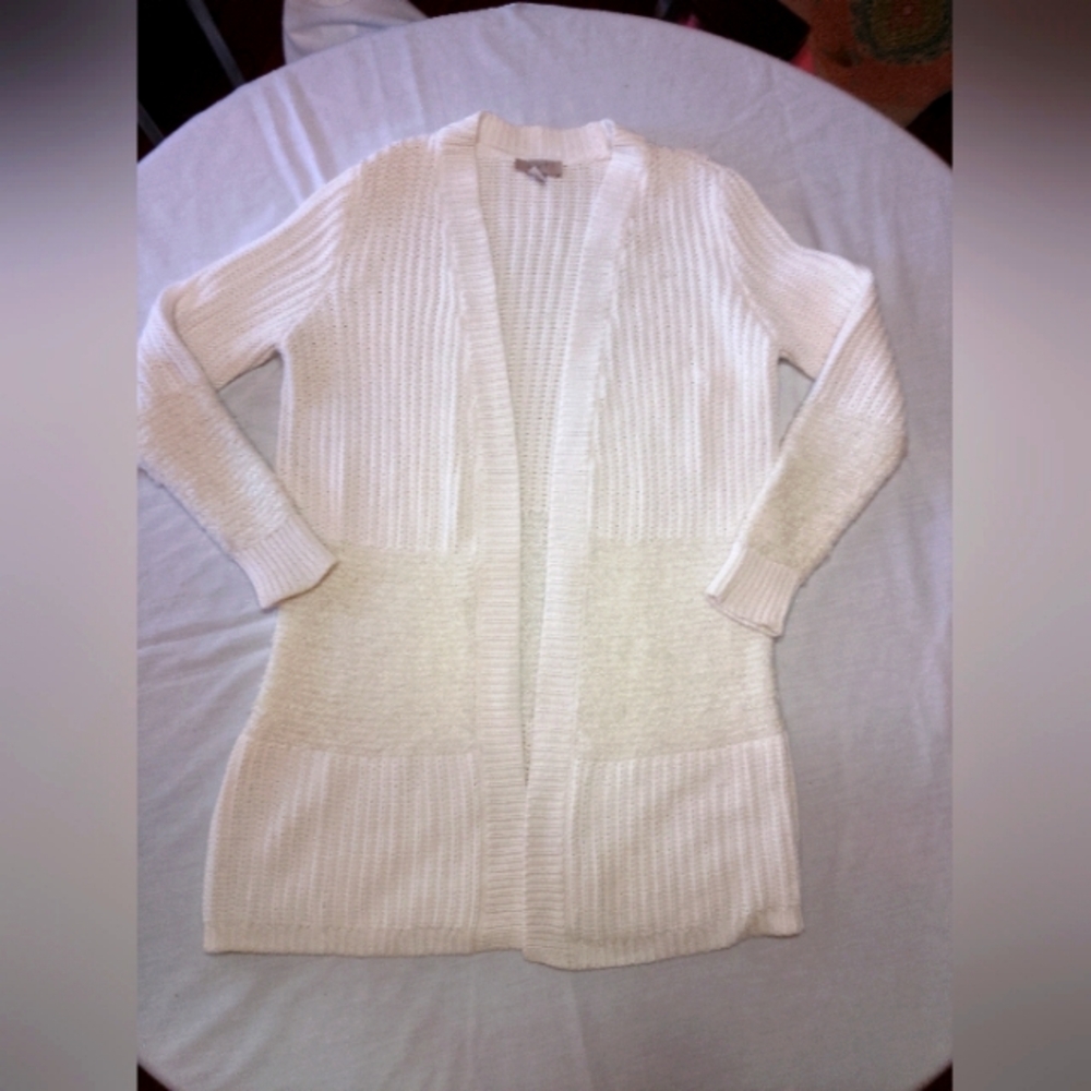 Loft XS Women's Cream Open Wrap Cardigan Sweater